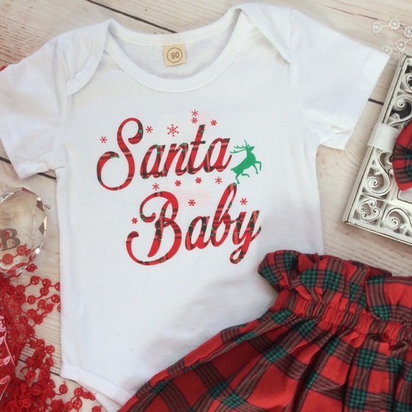 Boutique Toddler Girls Santa Baby 3pc Outfit - Picture 2 of 4